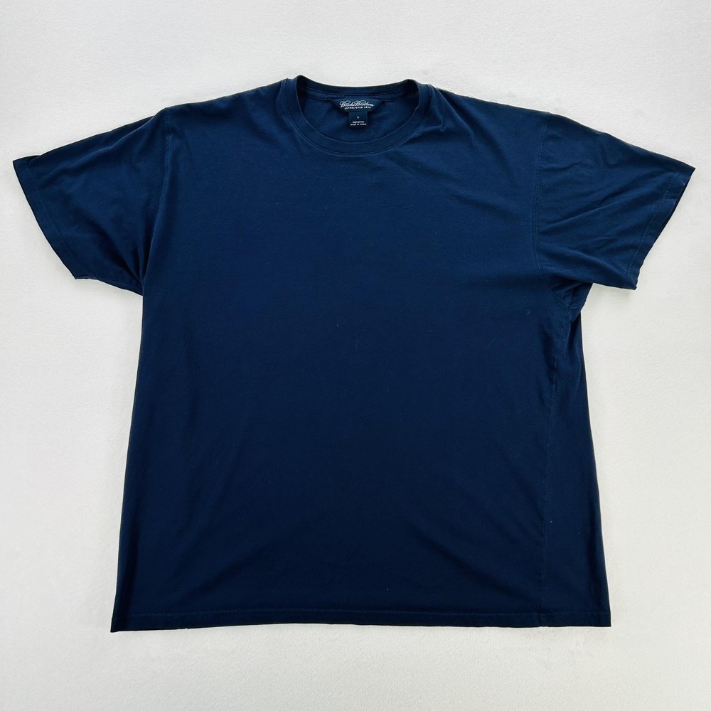 Brooks Brothers Shirt Mens Large‎ Navy Blue 100% Cotton Crewneck Basic Tee